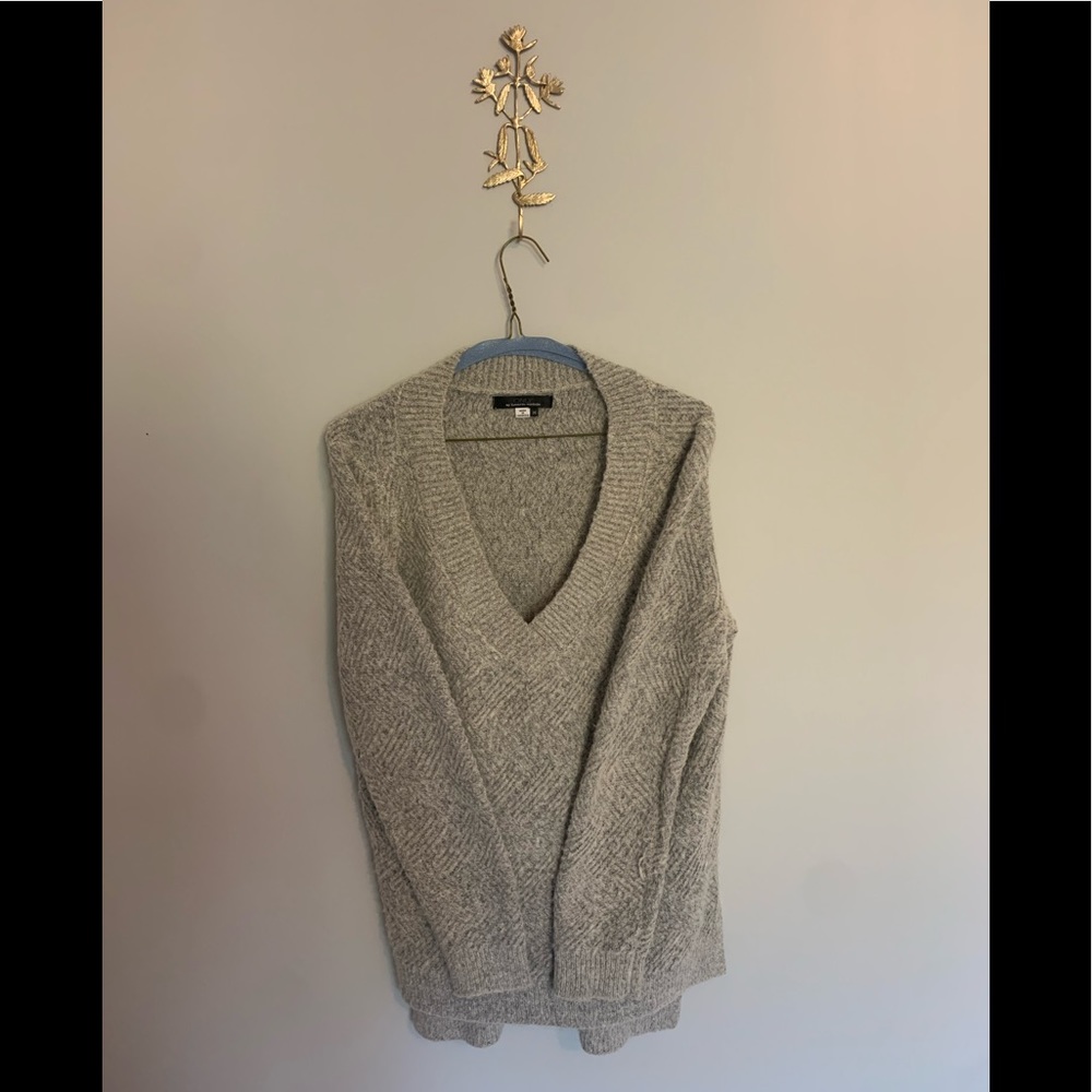 Deep V Soft Grey Sweater